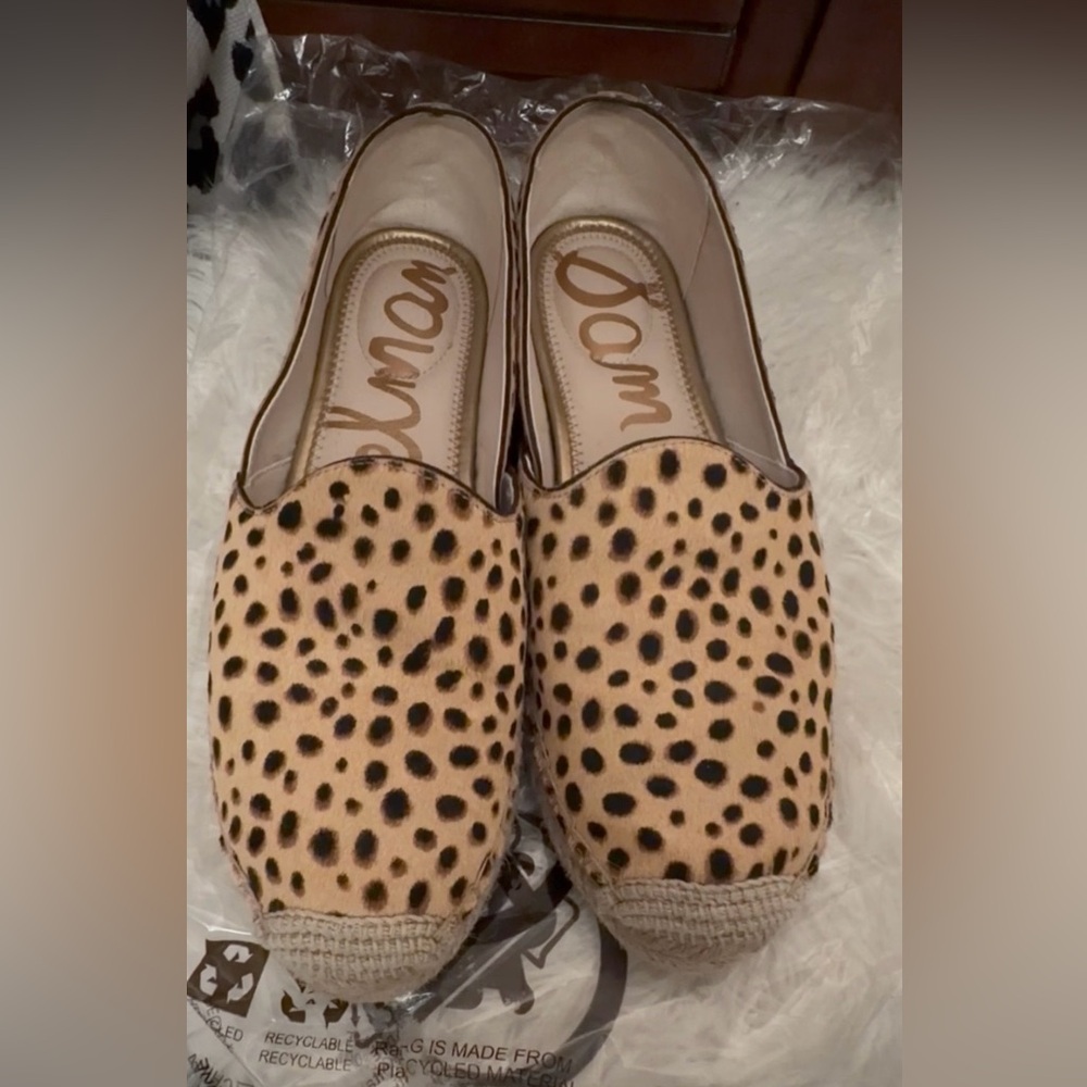 Sam Edelman Kesia Animal Print Leather Slip-On Espadrilles - 9.5 🐆